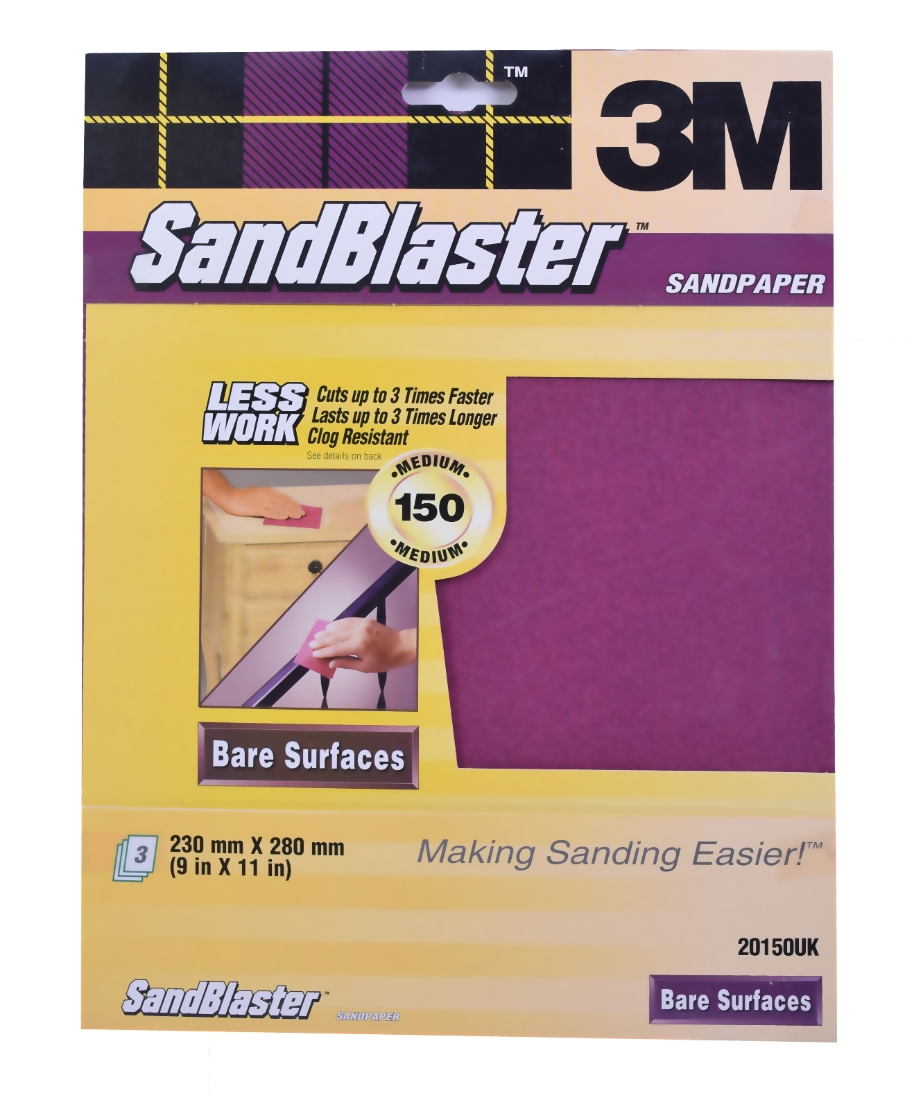 3M Sandblaster Sandpaper Sheets Paint Stripping, Bare Surfaces