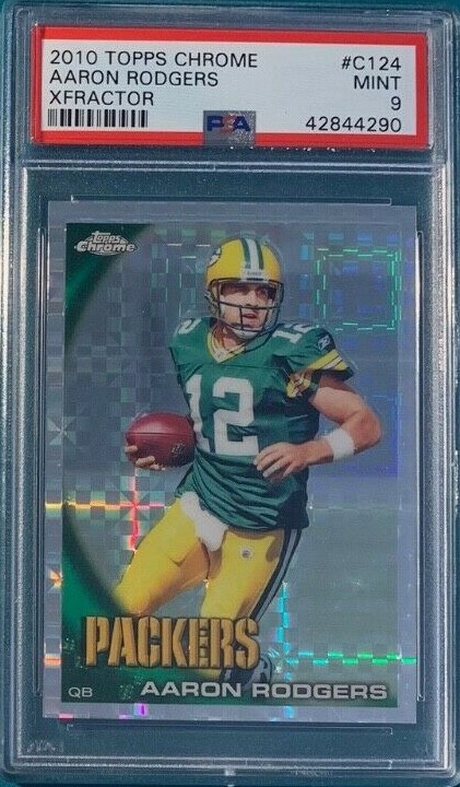 2010 Topps Chrome Xfractor Football #C124 Aaron Rodgers PSA 9 Low Pop