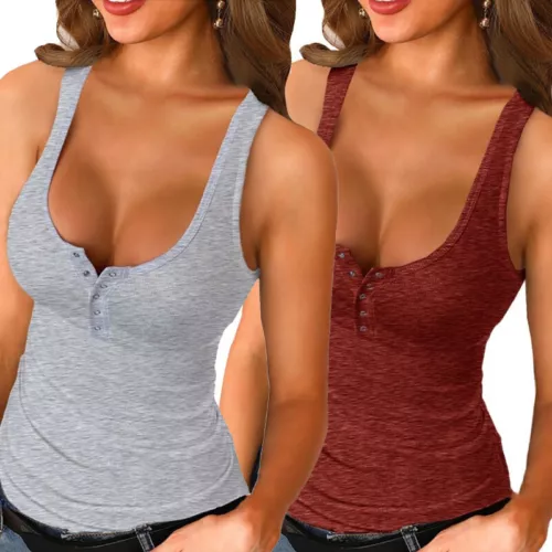 Women Summer Cotton Low-cut Vest Sleeveless T-Shirt V Neck Tank Top Camisole - Picture 7 of 10