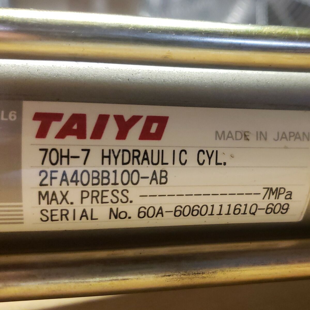 TAIYO 70H-7 HYDRAULIC CYLINDER 2FA40BB100-AB | eBay TAIYO 70H-7 HYDRAULIC CYLINDER 2FA40BB100-AB | eBay
