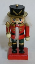 5" NUTCRACKER IN RED JACKET w/ BATON CHRISTMAS HOLIDAY DECORATION