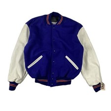 Vintage Deadstock DeLong Leather Wool Letterman Varsity Jacket Large Made in USA