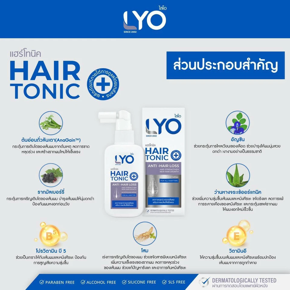 Lyo Hair Tonic Hair Loss Treatment , Hair Strengthen & Regrowth 100ml pack of 2 - Image 3 of 4
