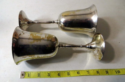 Vintage Silver plated over Brass Goblet Pair - Picture 7 of 8