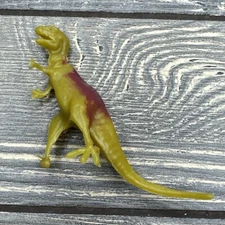 Vintage Plastic Dinosaur T-Rex Tyranosaurus Rex Yellow Red 3”