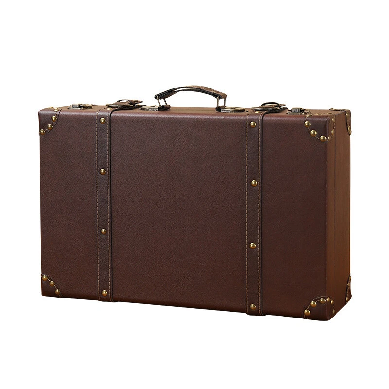 Vintage Luggage Trunks European Leather Suitcase Jewelry Chest Storage Case - Image 3 of 4