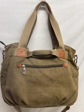Purse Brown Thick Fabric Pockets Zip Close Top Handle Long Strap 12x14x5