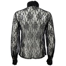 Men Gothic Shirt Top Renaissance Victorian Medieval Steampunk Lace Sheer Ruffle