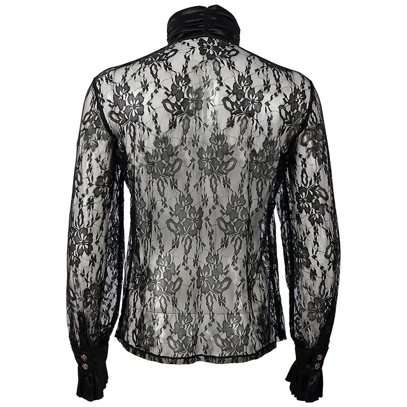 Camisa gótica para hombre Top Renacimiento Victoriano Medieval Steampunk Encaje Volantes transparentes Foto 2 de 4