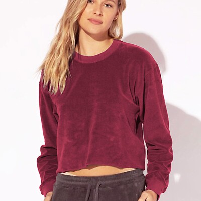 CROPPED SWEATSHIRT OVERSIZED PULLOVER SUBURBAN RIOT BURGUNDY SIZE M
