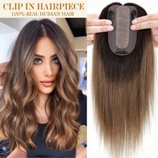 Clip in Top Piece Topper Toupee Hairpiece Wig Russian Remy Human Hair Womens USA