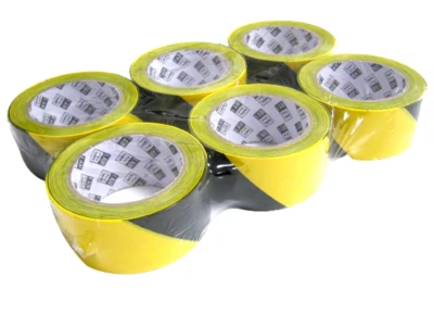 I AM HAZARD TAPE 6 x Hazard Warning Floor PVC Vinyl Marking Tape Rolls Yellow/Black 50mm x 33m