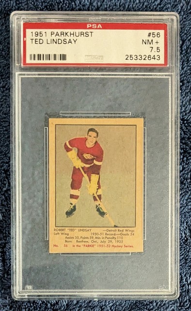 1951-52 Parkhurst #56 Ted Lindsay Rookie Card Detroit Red Wings PSA 7,5 NMT+!