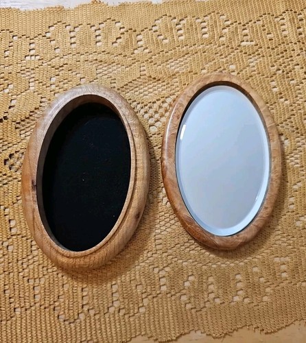 Vintage Burl Wood Jewelry Box with Vanity Mirror - Picture 2 of 6