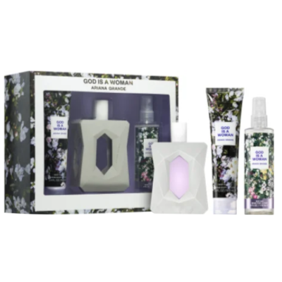 #ad #ad God Is A Woman by Ariana Grande 3pc Gift Set 3.4 EDP 4 Mist 3.4 Body Souffle $56.62