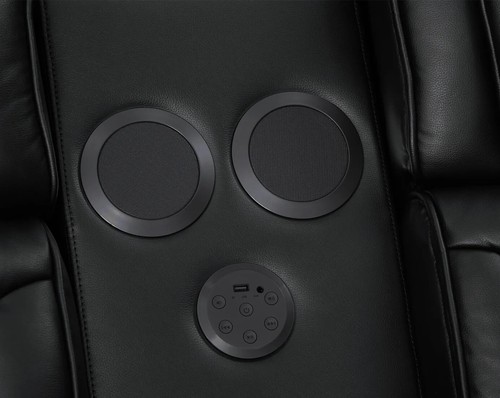 NEW Black Power Recliner & Adj Headrest 2PC Sofa Set Bluetooth Speaker - Picture 7 of 9