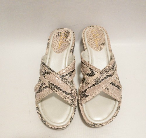 3 Cole Haan Platform Wedge Sandals Black Cream Snakeskin Size 9/9.5 LOT - Picture 4 of 9