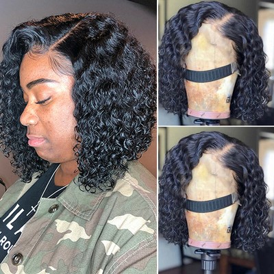Short Curly Bob Style Lace Front Wig 100 Virgin Indian Human Hair