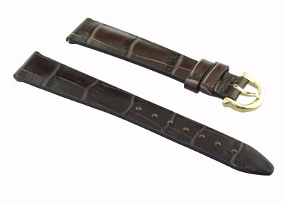 Maurice Lacroix Lederband braun kroko print 15 mm Dornschließe goldfarben 