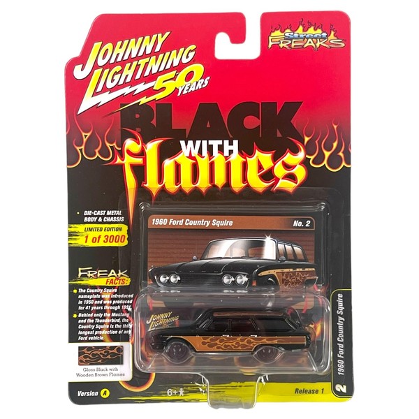 Johnny Lightning - Street Freaks - 1960 Ford Country Squire Black Flames - 1:64-image