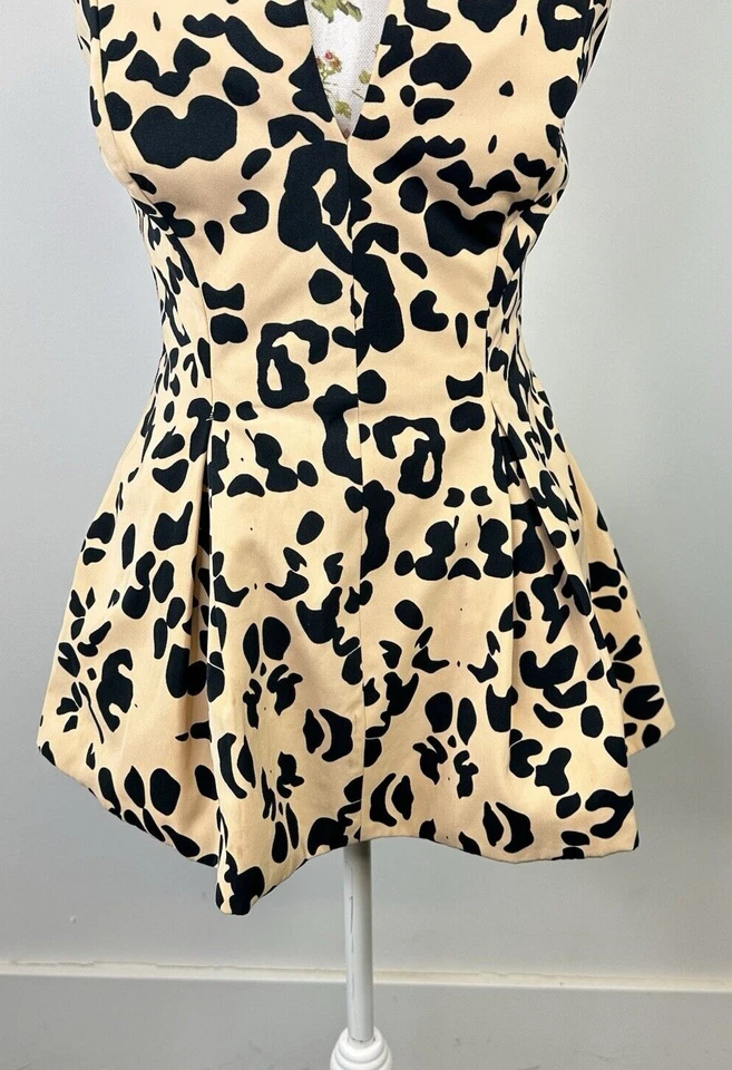 Cameo women's top leopard print bustier structured strapless deep V-neck Size S - Image 3 of 4