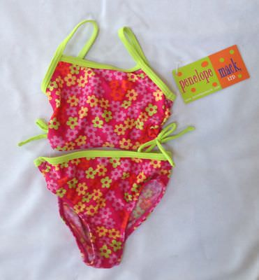 Penelope Mack baby girl bathing swim suit 2 piece pink floral tankini bikini 18m