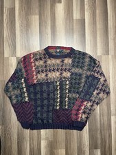Vtg Chaps Ralph Lauren CLR Hand Knitted Pullover Sweater Multicolor Men L EUC