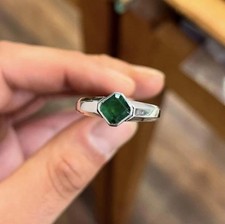 Lab Green Emerald Gemstone Ring For Men-925 Silver Emerald Handmade Ring-Emerald
