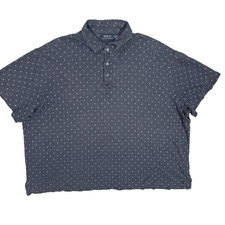 Polo Ralph Lauren Polo Shirt Diamond Pattern Stretch Cotton Oversized Blue XXL
