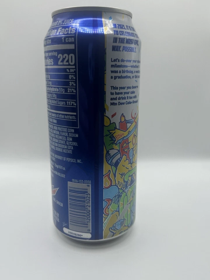 Mtn Dew Cake Smash 1 FULL Can Mountain Dew Limited Edition 2021 16 Fl Oz *RARE* - Image 2 of 4