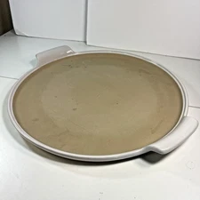 The Pampered Chef White Large Round Pizza Stone Wing Handles 15 Inch Baking Pan