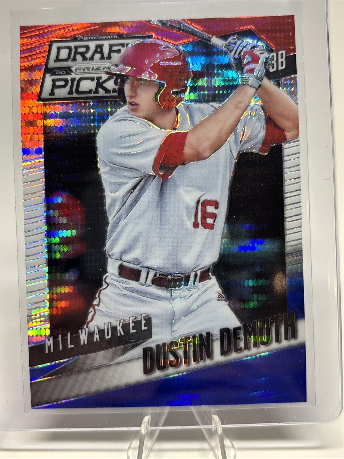 2014 Panini Prizm Draft Picks Dustin DeMuth #52 Red White & Blue Pulsar Prizm RC