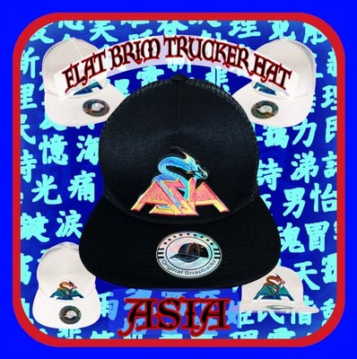 ASIA SUPER GROUP FLAT BRIM TRUCKER HAT SNAPBACK BLACK