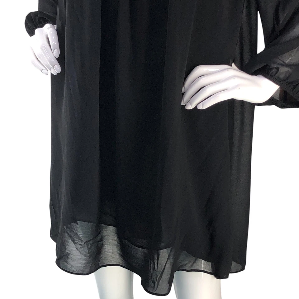 T Bags Los Angeles Mujer Talla S Vestido Gasa Fuera del Hombro Negro Hecho en EE. UU. Foto 3 de 4