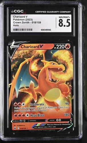 CHARIZARD V 018/159 HOLO CROWN ZENITH POKEMON CGC 8.5 NM/MINT+