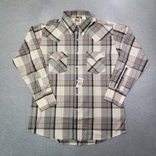 Ely Cattleman Pearl Snap Shirt Men Large Multicolor Plaid Western Cowboy VTG NWT