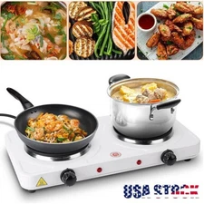 Electric Double Burner Cooktop Portable Coil Countertop Stainless Cooking Stove