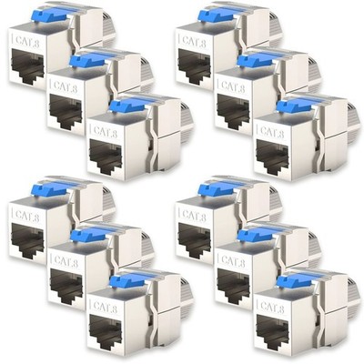 12x Keystone Modul CAT8 CAT8.1 Kabel 40Gbit Metall Gehäuse geschirmt STP Buchse