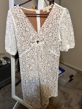 Michael Michael Kors Women's V Neck White Nude Lace Dress Womens 14