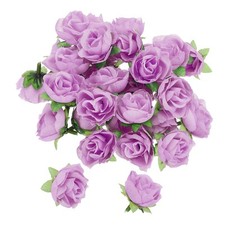 Mini Rosen k&uuml;nstliche Blumen 1,2 Zoll, 50 St&uuml;ck Seidenstoff kleine, Lila