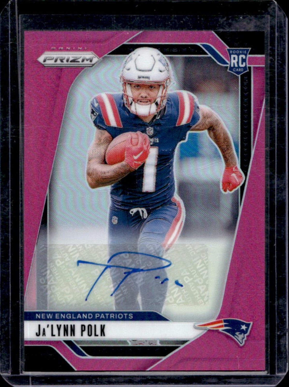 2024 Prizm Ja'Lynn Polk Auto RC Pink Rookie #339 Patriots
