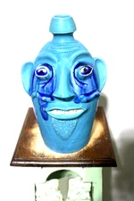) randy tobias   face jug, pottery, folkart 12''x8'''