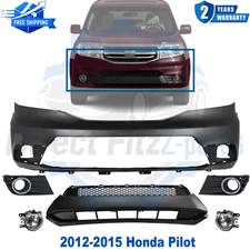 Front Bumper Cover Fascia & Fog Light Assembly For 2012-2015 Honda Pilot
