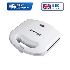 Compact 2 Slice Sandwich Toaster with Non-Stick Plates & Locking Clip – White
