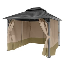 Aoodor 13'x10' Gazebo Universal Replacement Privacy Curtain Side Walls 4 Panels