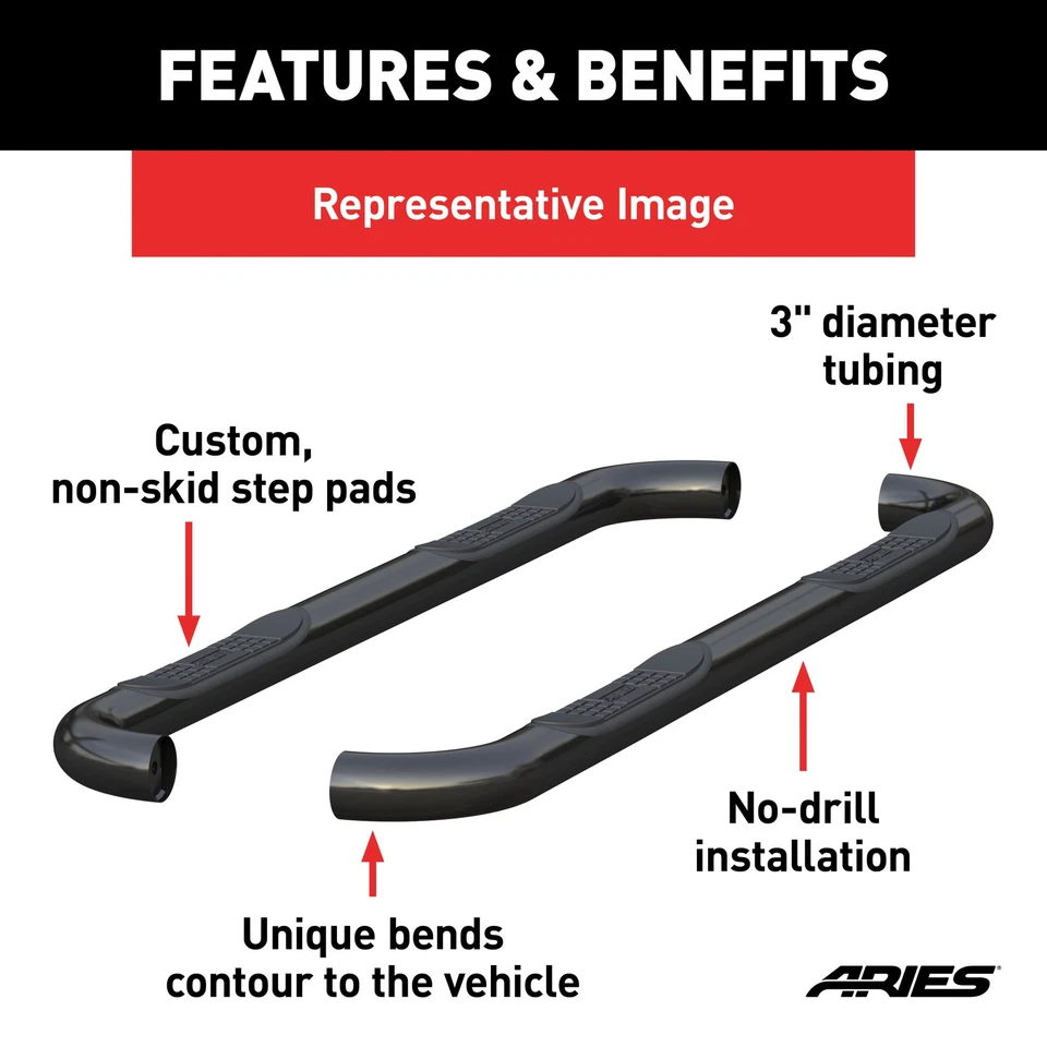 Aries 3in Round Black Nerf Bars Side Steps Boards for 1999-2004 Grand Cherokee Foto 4 de 4