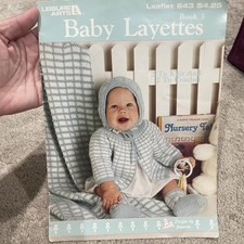 USED BABY LAYETTES BOOK 3 SWEATERS BOOTIES AFGHANS KNIT CROCHET PATTERN BOOK