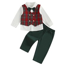 Baby Boys Shirt And Pant Dress Pants Gentleman Suit Communion 3-Piece Gift