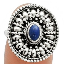Afghanistan Lapis Lazuli 925 Sterling Silver Ring Size 7 Blue Gemstone Jewelry