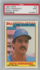 Keith Hernandez 1984 Topps Cereal Series #32 - PSA MINT 9 - POP 3 only 4 higher!